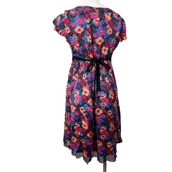 Free People Silk Floral V-neck A-line Dress 6 - Picture 5 of 7